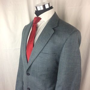 Club Room Mens 40R Blazer Silk Blend Blue Hounds